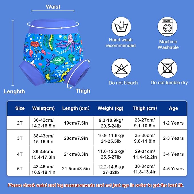 MOEMOE Baby Reusable Swim Diaper 3Pcs Waterproof Swim Pants Baby Swim Diaper for Boys and Girls Swimming Lesson 2-5T