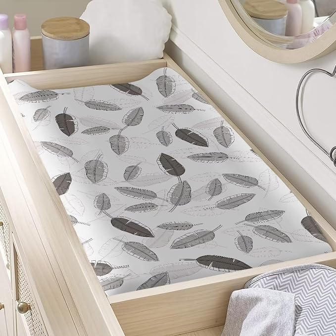 Leaf Baby Changing Pad Cover Stain Resistant Breathable Nursery Pad Change Cover Soft Stretchy Changing Table Cover Fit 32"x16" Contoured Pad