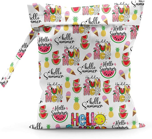 Waterproof Cloth Diaper Wet Dry Bag Reusable Travel Beach Pool Daycare Soiled Toddler Items Yoga Gym Bag for Swimsuits Wet Clothes Bags - Hello Summer