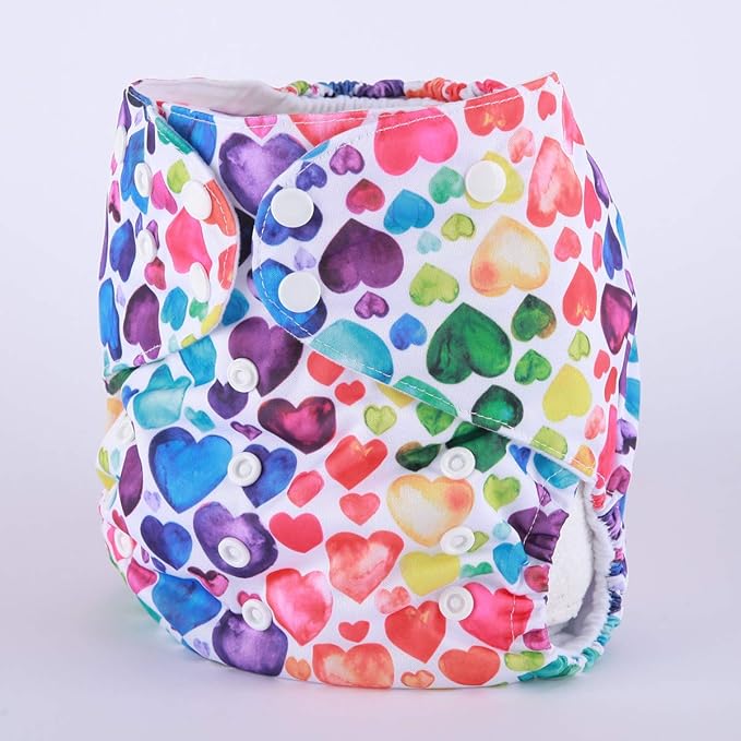 2 to 7 Years Old Junior Big Cloth Diaper Nappy Pocket Reusable Washable (Hearts)