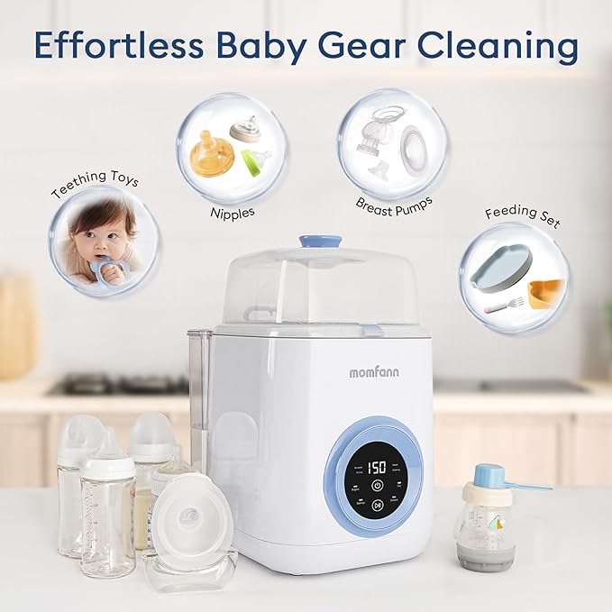 MOMFANN Baby Bottle Washer-19 Min Rapid Wash, Sterilizer and Dryer, All-in-One Cleaner, Bottles, Pump Parts & Baby Essentials for New Parents Gift, Replaces Hand Washing