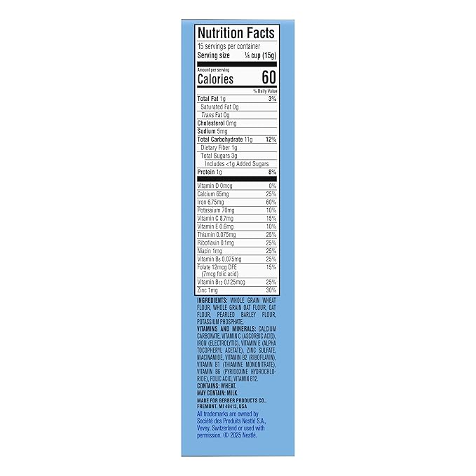 GERBER CEREAL FOR BABY GRAIN AND GROW 2nd Foods Non GMO MultiGrain 5x8oz