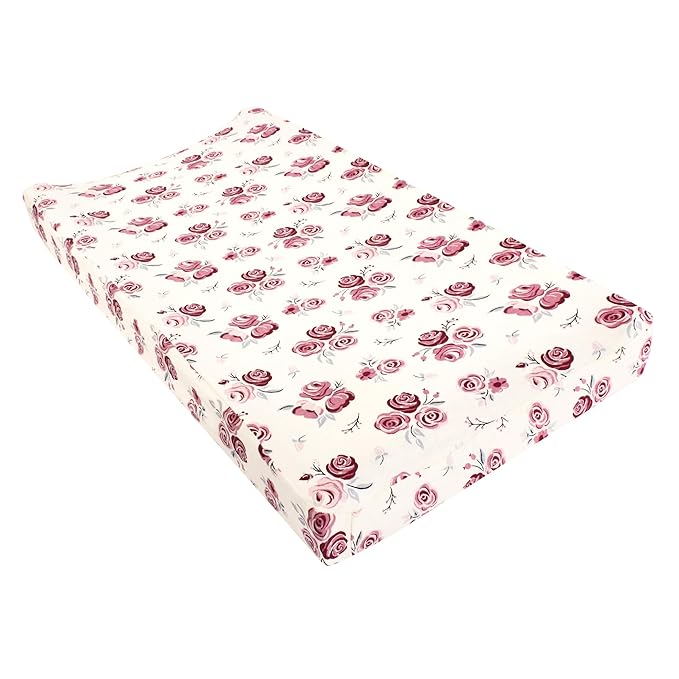 Hudson Baby Unisex Baby Changing Pad Cover, Rose, One Size