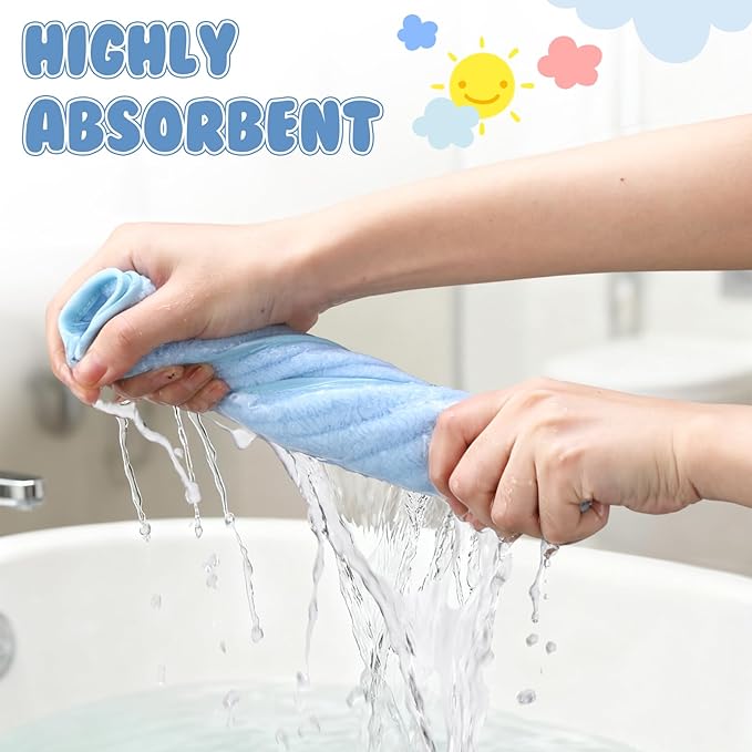 Hahafelt 6 Pack Blue Baby Burp Cloths for Boys and Girls Coral Fleece 20 x 10 Inch Super Soft Burp Cloths with Organza Bag for Newborn Sensitive Skin Essential