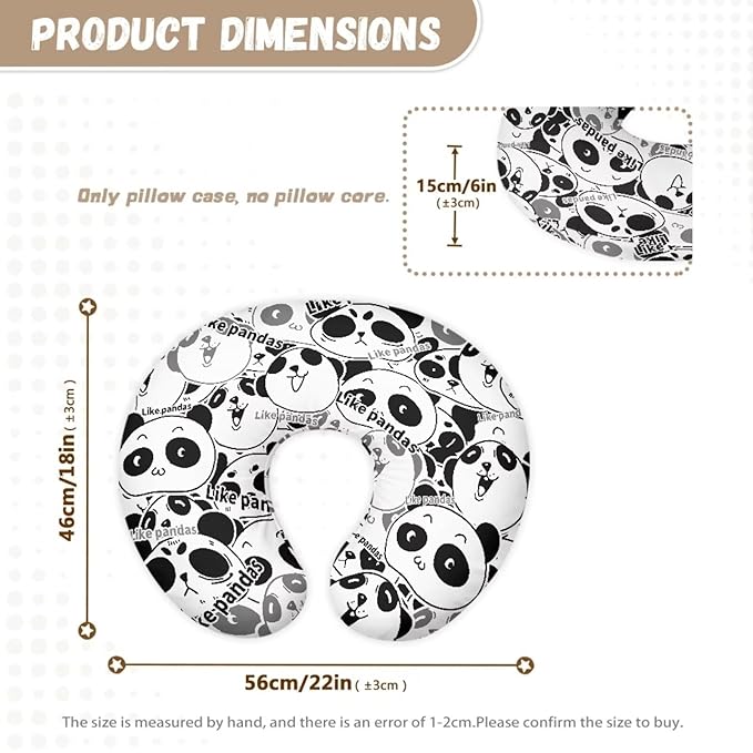 Jeiento Baby Nursing Pillow Cover Funny Panda Newborn U-Shaped Breastfeeding Pillowcase Cushion Cover Decor Case Fits Nursing Pillow for Newborn