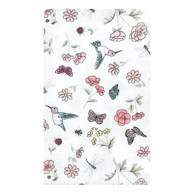 Hudson Baby Unisex Baby Cotton Flannel Burp Cloths, Hummingbird Garden 10 Pack, One Size