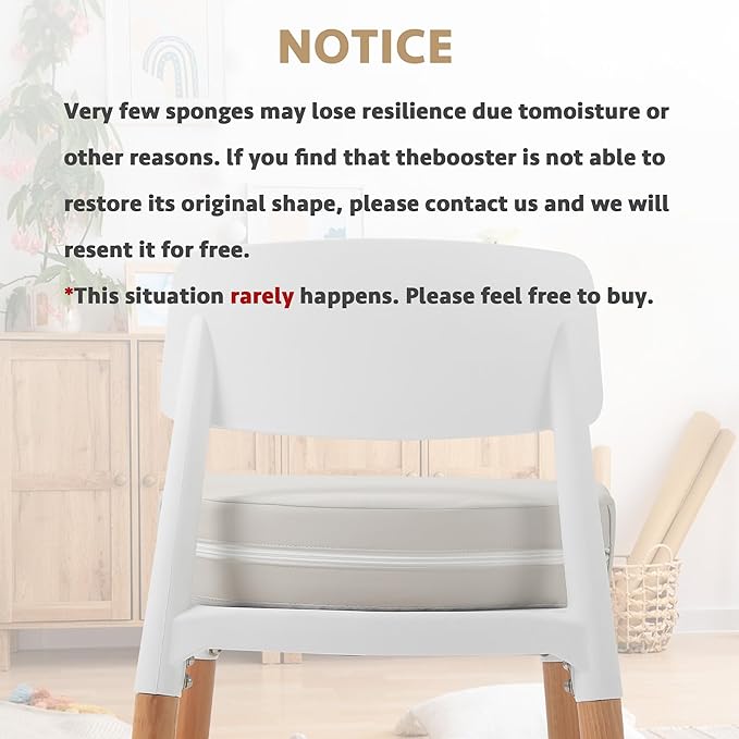 E1F1NN DOT U-Shaped Toddler Booster Seat for Kitchen Chair (Big Size) Dining Table, Portable Waterproof PU Material Kids Booster Seat with Safety Buckles, High Cushion for Travel with Non-Slip Bottom