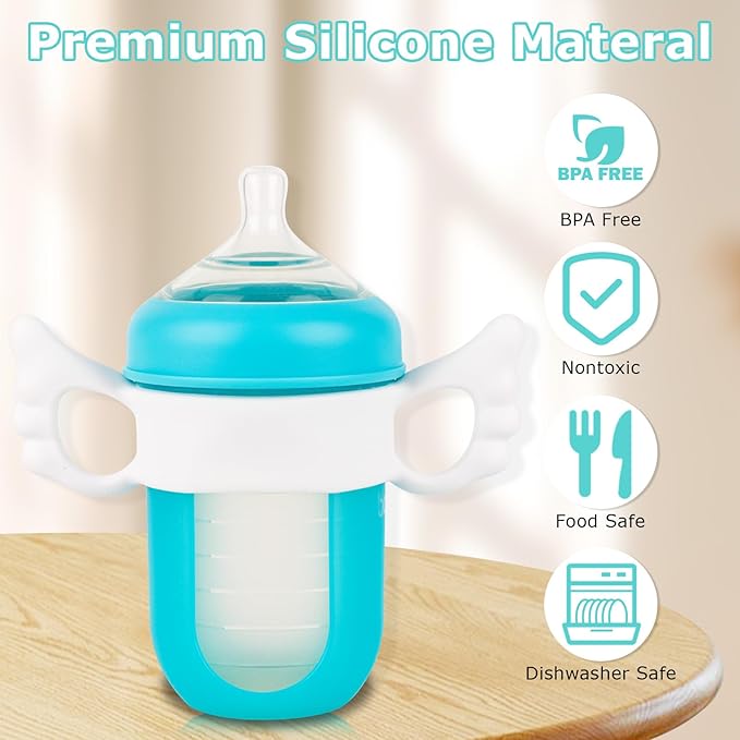 Silicone Baby Bottle Handles for Boon Nursh Bottles, Easy Grip Bottle Holder for Self Feeding