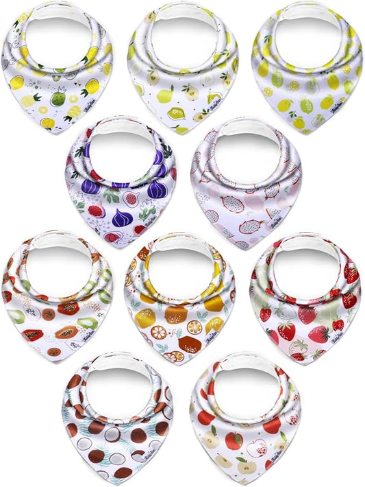 KiddyStar Drool Bibs for Babies – Organic, Unisex, Soft Absorbent Teething Bibs with Adjustable Snaps