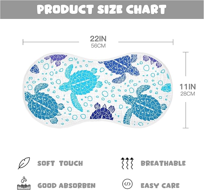 Sea Turtle Ocean Bubble Marine Turtles Muslin Burp Cloths for Baby 1 Pack 100% Cotton Baby Washcloths Bibs for Boy Girl