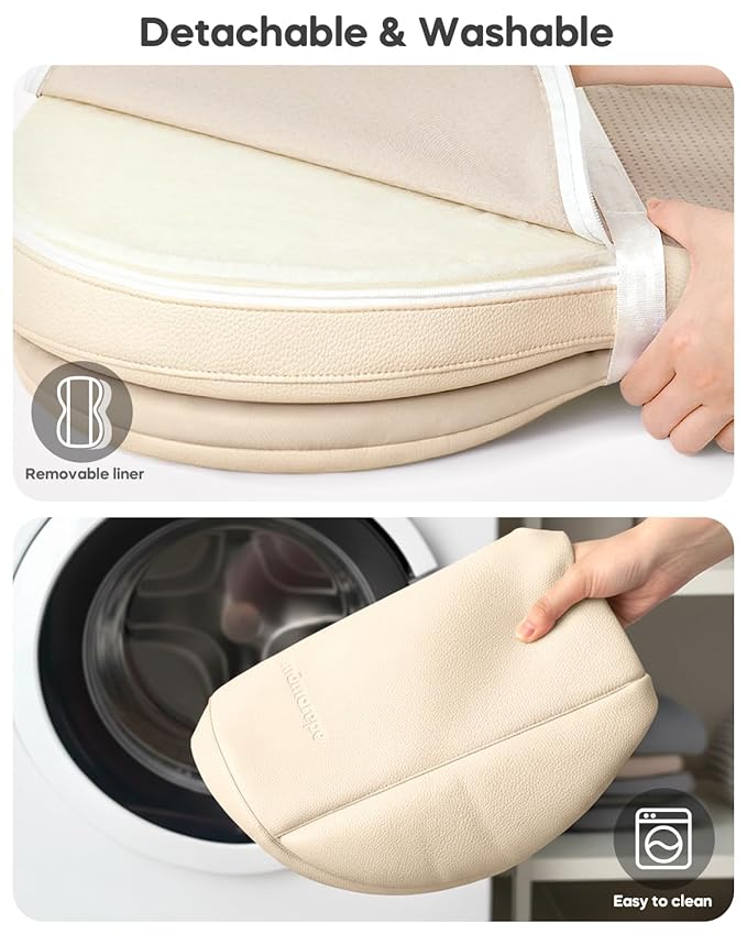 Baby Changing Pad, Waterproof Wipe-Clean PU Leather with High-Density Foam, Non-Slip Contoured Cushioned Edges with Adjustable Safety Strap, for Dresser & Changing Table, 28"×16", Beige