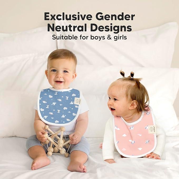 8-Pack Organic Baby Bibs for Boys, Girls - Soft Cotton Drooling and Teething Bibs for Baby Girl & Boy, Extra Absorbent, Easy To Clean & Put On for Toddler, Newborn, Infant 0-24 Months (Dreamers)