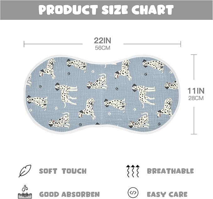 vvfelixl Muslin Burp Cloths Dalmatian Dogs Paw Prints Baby Washcloths for Baby Girl Boys 2 Pack