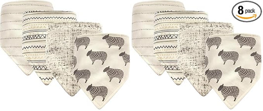 Hudson Baby Unisex Baby Cotton Bandana Bibs, Sheep, One Size (Pack of 2)