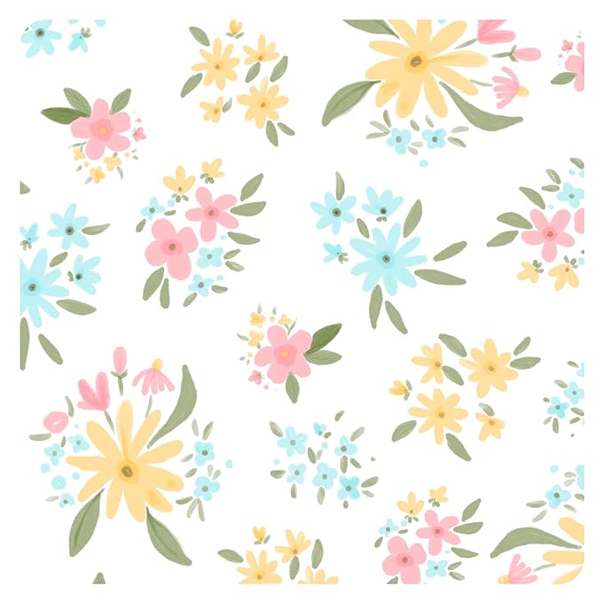 BapronBaby Pastel Floral Wet Dry Bag - Waterproof Two Zipper Pockets - Reusable for Mealtime, Diapers, Stroller, Snacks, Swimsuits - Machine Washable - 11" x 9"