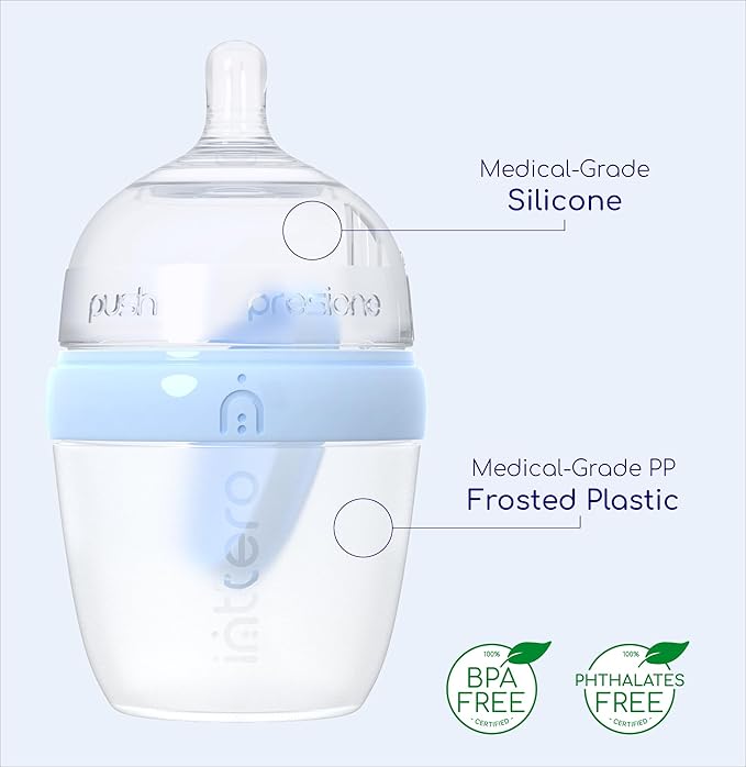 Baby Bottles with Built-in Formula Dispenser, Anti-Colic Wide Neck Design for Newborn Feeding and Everyday Baby Essentials, 6 Oz Slow Flow (2 Pack), Stylish White