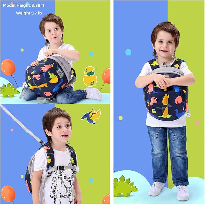 willikiva Dinosaur Toddler Mini Backpack Children Kids Baby Safety Harness Leash Waterproof Boys and Girls (3D Deep Blue)