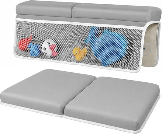 Baby Bath Kneeler and Elbow Rest Pad Set - Non-Slip Quick Dry Bath Kneeling Pad and Bath Elbow Rest Pad with Pockets for Baby Bath Essentials