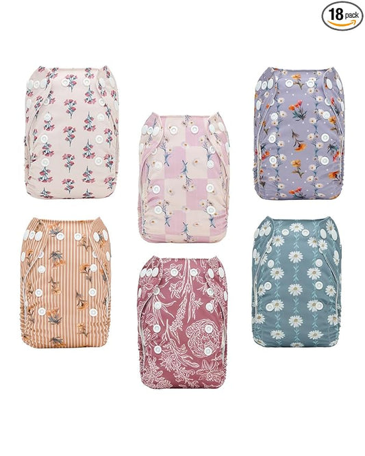 ALVABABY Baby Pocket Newborn for Less Than 12pounds Baby Snaps Cloth Diapers Nappy 6pcs with 12 Inserts 6SVB130