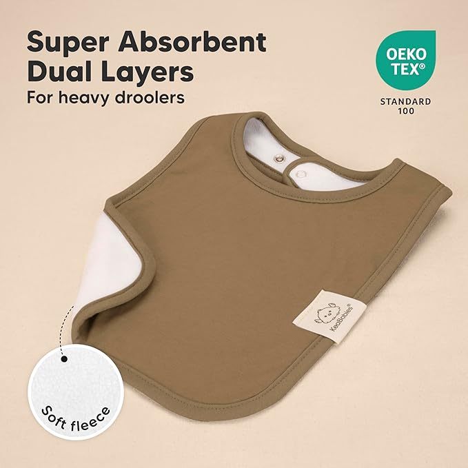 KeaBabies 8-Pack Organic Baby Bibs for Boys, Girls - Super Absorbent Cotton Drool Bibs for Baby Girl & Boy, Teething Toddler, Drooling Newborn, Ultra Soft & Machine Washable (Terracotta)
