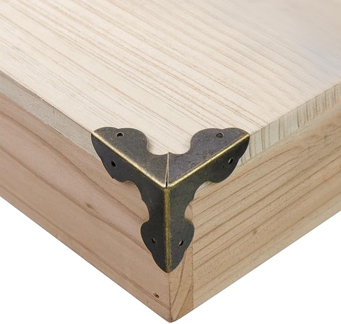 Antrader Box Corner Protector Triangle Metal Case Wooden Box Edge Safety Guard for Furniture Decor 1-1/4" x 1-1/4", Bronze, Pack of 24