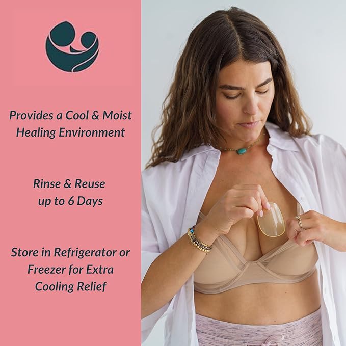 Ameda ComfortGel Soothing Breastfeeding Pads, 1 Pair (2 Count), Long-Lasting Nursing Pads, Reusable Cooling Relief, Gel Pads Help Provide Nipple Pain Relief for 6 Days