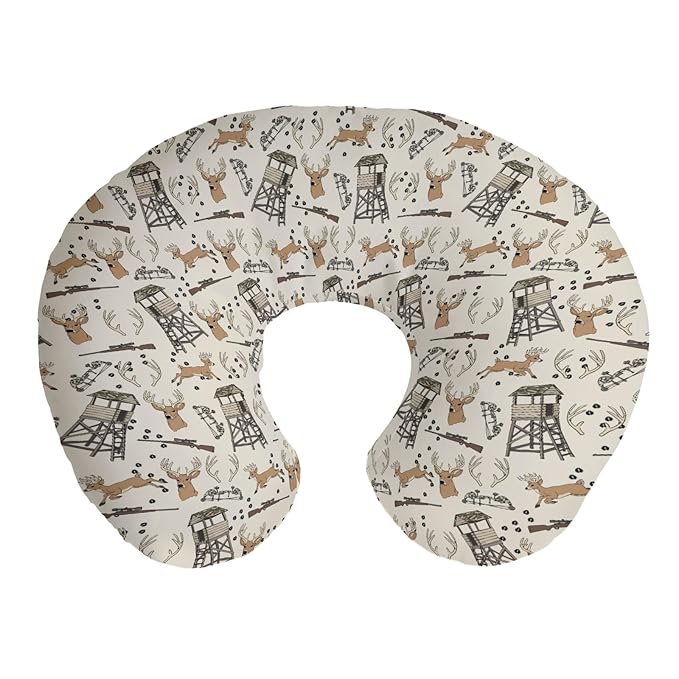 Deer Hunting Nursing Pillow Covers Hunter Tree Stand Removable Breastfeeding Slipcover Wild Animals Hunter Nursing Pillow Case for Newborn Boys Girls