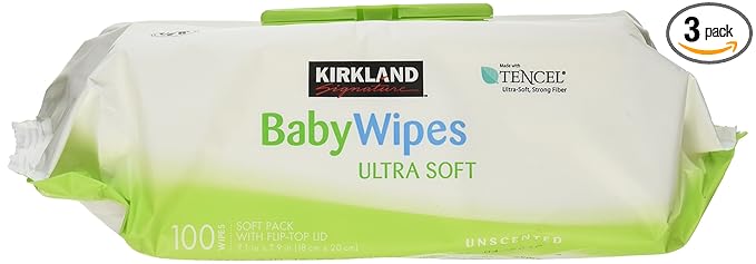 Kirkland Signature Baby Wipes Ultra Soft Unscented Strong Fiber Moisturizes Sensitive Skin Gently Cleanses Helps Maintain Product Purity and Freshness Helps Maintain Ideal Ph Extra Large Wipes with