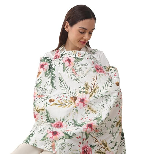 insular Nursing Cover for Breastfeeding, Infant Feeding Cover Breathable Cotton Privacy Breastfeeding Apron, Rose
