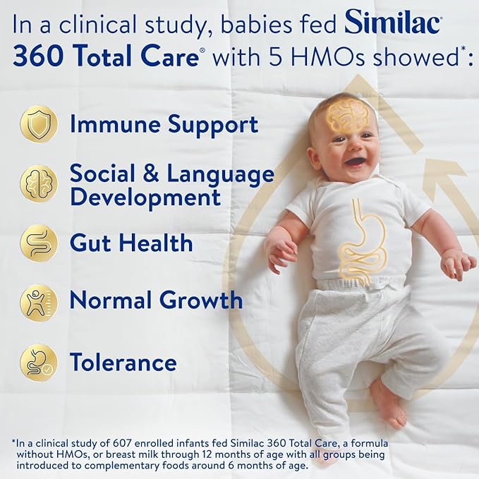 Similac 360 Total Care Infant Formula, Has 5 HMO Prebiotics, Our Closest Prebiotic Blend to Breast Milk, Non-GMO,‡ Baby Formula, Ready to Feed, 32-fl-oz Bottle, Pack of 6