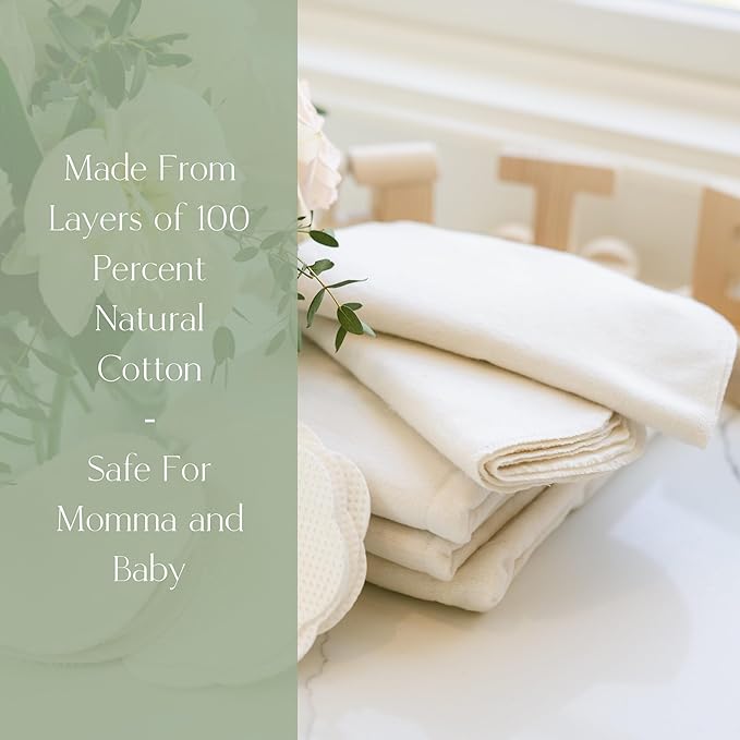 NuAngel 100% Cotton Prefold Cloth Diapers – Reusable & Washable Baby Diaper Inserts, 15" x 18", 6-Pack (Unbleached Natural Cotton Flannel)