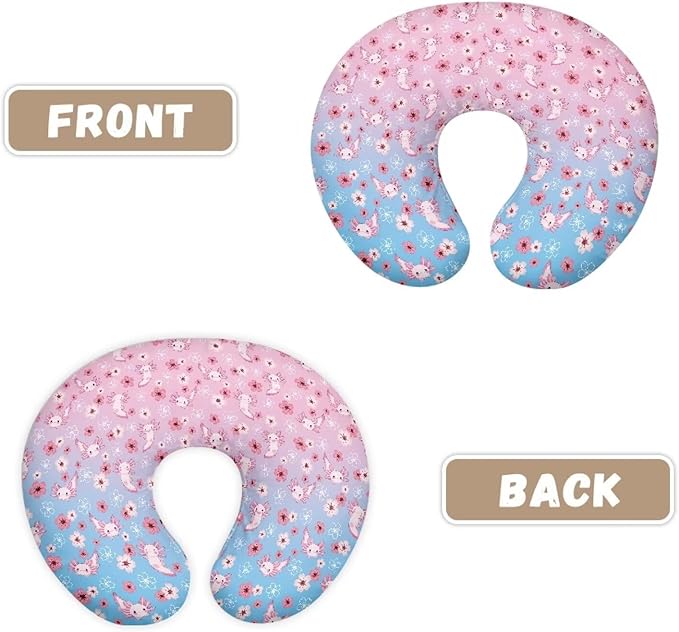 Pink Axolotl Feeding Pillow Cover Breastfeeding Pillow Covers for Breastfeeding Mom Soft Nursing Pillow Case Skin-Friendly U-Shaped Hidden Zipper Design