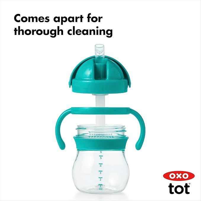 OXO Tot 6 Ounce Transitions Straw Cup with Removable Handles - Teal