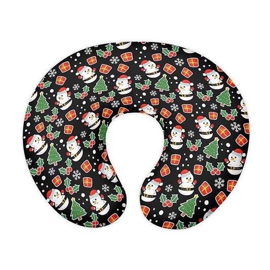 Cartoon Santa Claus and Tree Nursing Pillow Cover Slipcover for Breastfeeding Pillows, Soft and Stretchy Safely Breastfeeding Pillow Cover Baby Essentials Christmas Decor