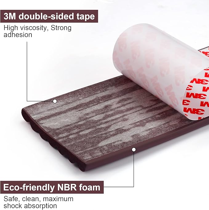 Upgraded Baby Proofing Edge Corner Protector, 16.4ft Edge Guards Padding with 3M Adhesive, Extra-Wide Soft Rubber Foam Padding, Furniture,Sharp Edge Safety Corner Edge Bumper Guard- Brown