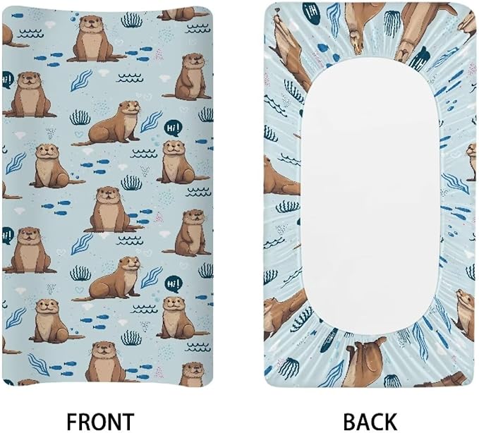 Sea Otter Changing Pad Cover Durable Breathable Nursery Pad Change Cover Waterproof Lightweight Soft Universal Tray Table Mat