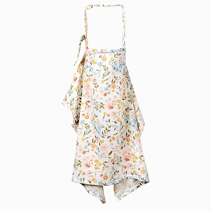 Muslin Nursing Cover Up for Breastfeeding, 47"x47" Cotton Muslin Breastfeeding Covers for Nursing, Full Coverage Breast Feeding Covers, Pumping Cover Oeko-TEX Designed in France - Pink Floral