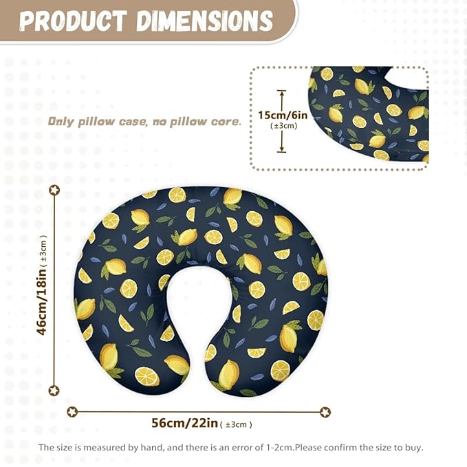 Nursing Pillow Cover with Hidden Zipper Lemon and Leaves Soft for Moms/Baby Nursing Pillow Cover Stretchy Removable Cover for Breastfeeding Pillows