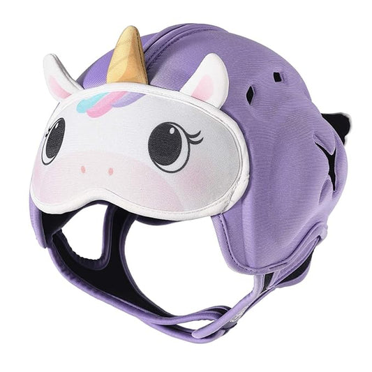 Baby Safety Helmet for Crawling & Walking - Ultra Lightweight Adjustable Infant Head Protector 10-24 Months, Breathable Anti-Collision Soft Helmet with Secure Fit Design (Purple Unicorn)