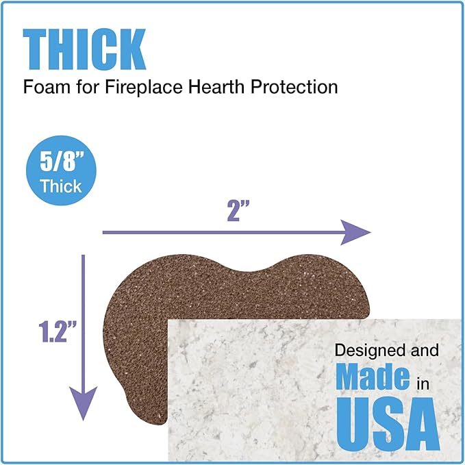 KidKusion Extra Long Hearth Cushion | Made in USA | Brown | 14.33 Ft of Padding | Child Safety, Edge and Corner Guard, Baby Proof Fireplace Bumper