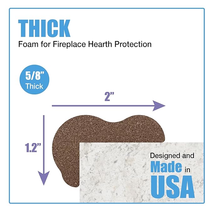 KidKusion Hearth Cushion | Made in USA | Brown | 8.33 Ft of Padding | Child Safety, Edge and Corner Guard, Babyproof Fireplace Bumper