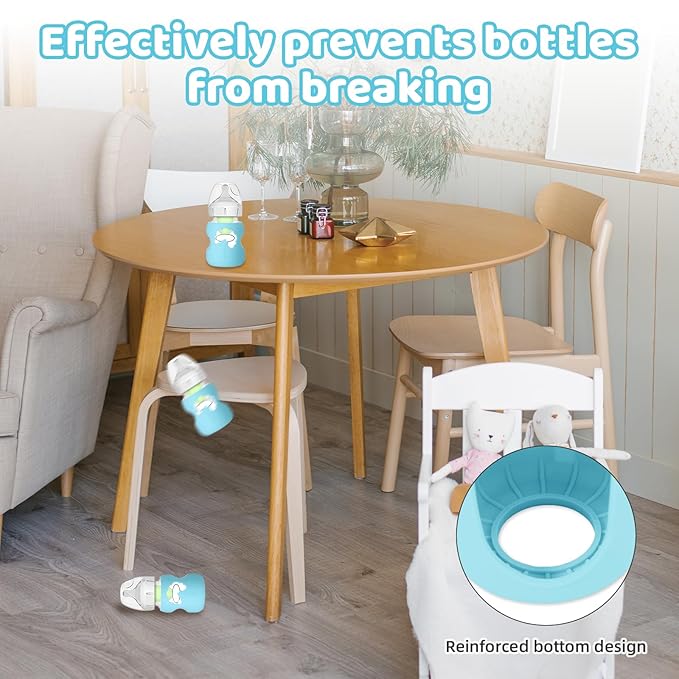3 Pack Silicone Sleeves for Dr. Brown Glass Baby Bottles, Drop Safe Silicone Sleeve for Dr. Brown Wide Neck Glass Bottles 5 oz(White,Green,Blue)
