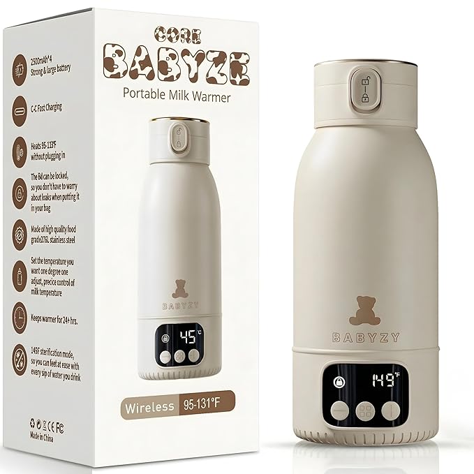 Portable Bottle Warmer 17oz – Baby Bottle Warmer for Breast Milk & Formula, Fast Heating with Smart Temperature Control, Long Battery Life, Cordless for Travel, Car & Outdoor Baby Feeding
