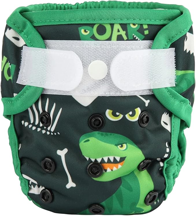 Newborn Baby Cloth Diaper Cover Nappy Hook and Loop (Green Dinosaurs)