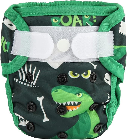 Newborn Baby Cloth Diaper Cover Nappy Hook and Loop (Green Dinosaurs)