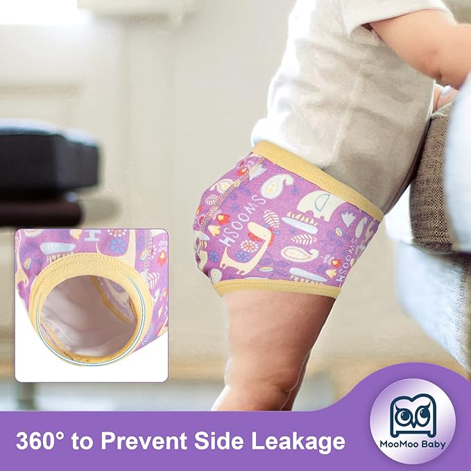 MooMoo Baby Potty Training Pants 6 Packs Absorbent Training Underwear for Boys and Girls Cotton Pee Pants 2T-9T