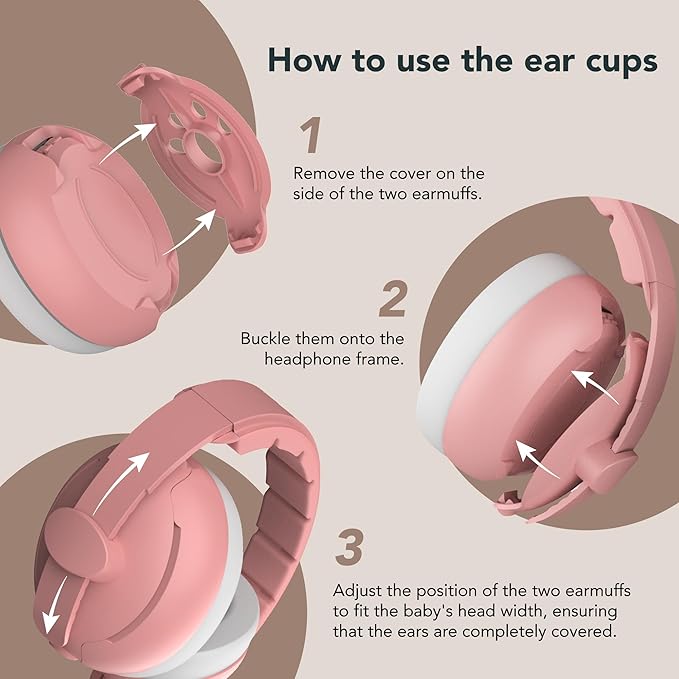 Moonybaby 2-in-1 Baby Ear Protection, Comfortable Headphones, Noise Cancelling, Adjustable Baby Headphones with Stretchy Band