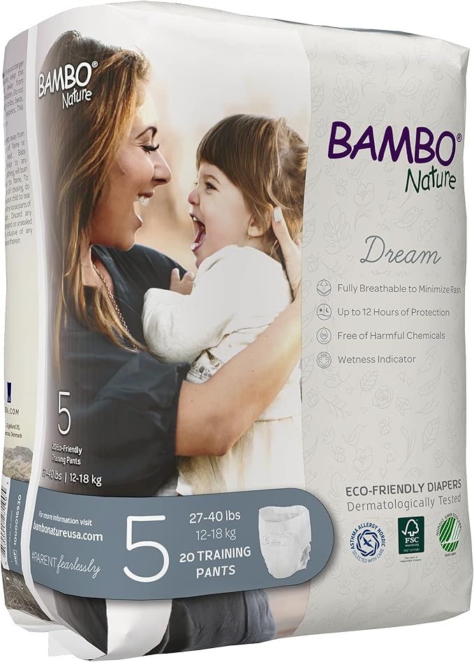 Bambo Nature Hypoallergenic Training Pants, Premium Eco-Labeled Training Pants, Totally Chlorine-Free, Skin Friendly - Size 5 (60 Count)