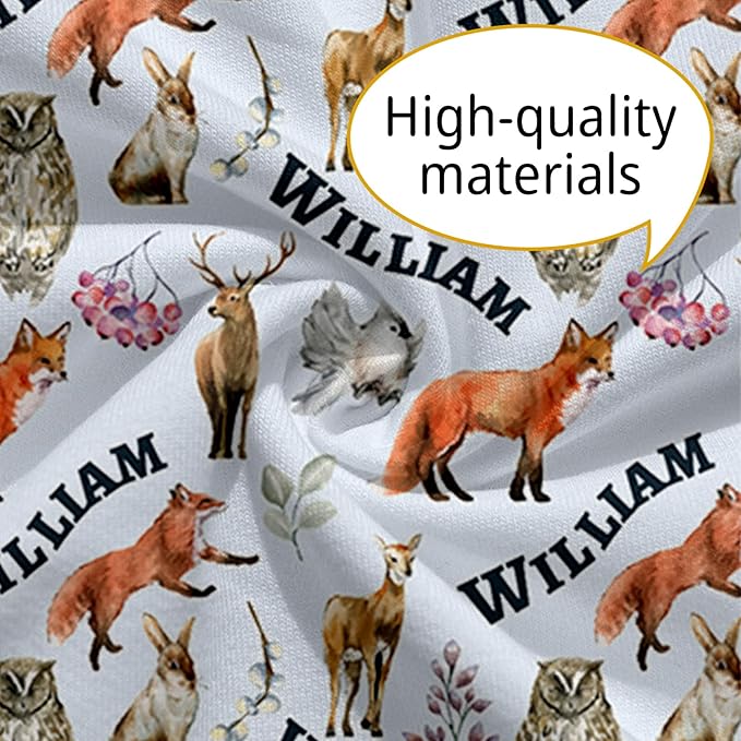 Baby Nursing Pillow Cover - Personalized Name Breastfeeding Pillow Cover with Foxes Pattern, Stretchy Removable U-Shaped for New Moms, Soft Breathable Slipcover for Infant Boys Girls