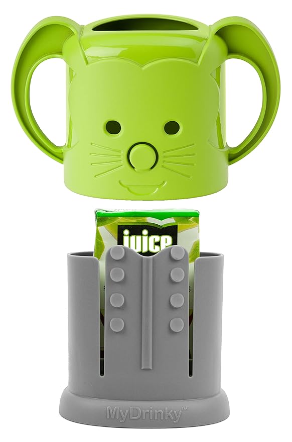 InchBug MyDrinky Pouch Holder No Squeeze, Reusable Drink Holder for Kids, Toddler and Babies | BPA-Free & Squeeze-Proof Cup Holder for Juice Boxes, Food Pouches | Dishwasher Safe, Lime